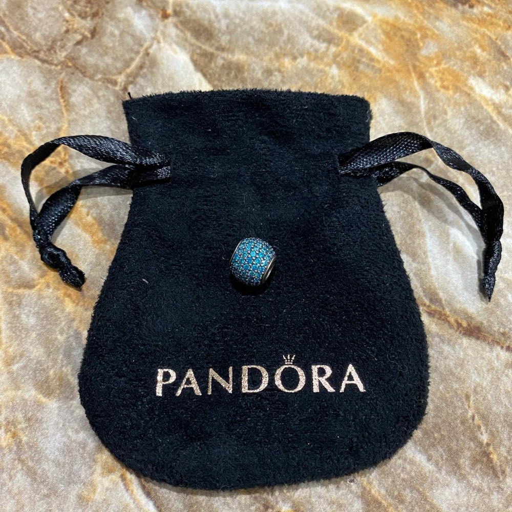 Teal Pave Ball Pandora Charm
